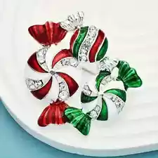 Festive Holiday Candy Brooch Pin Christmas Party Clothing Scarf Accessory Gift