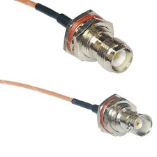RG316 RP-TNC FEMALE BULKHEAD to BNC FEMALE BIG BULKHEAD RF Cable Rapid-SHIP LOT