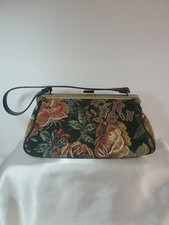 Vintage Floral Tapestry Handbag Framed Triangle Purse Bag with Beadwork Detail