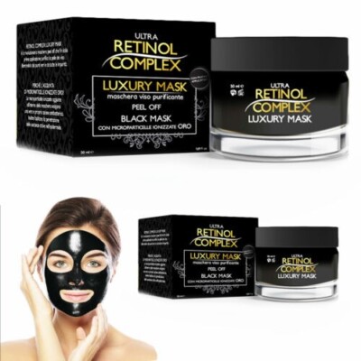 2 Stück Retinol Complex Luxury Mask Face Peel Off Maske black 50ml