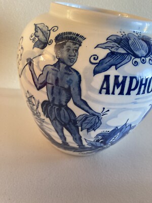 delft tobacco jar Delft Blue Holland Antique Amphora Tobacco Jar Hand Painted 6 1/4