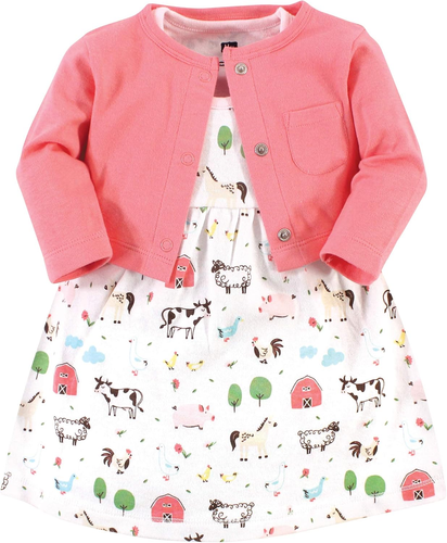 Baby Girls' Cotton Dress and Cardigan Set