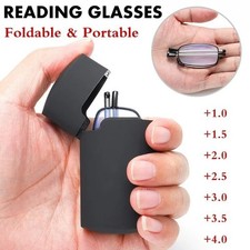 1 Pcs Anti-Blue Metal Compact Folding Light Reading Glasses w/Carrying Case
