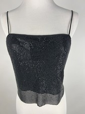 NWT ALICE OLIVIA 'Grazi Embellished Spaghetti Strap Top' - S, Black
