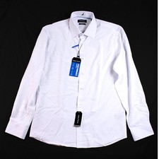 Nautica Dress Shirt Mens L 16-16.5 34/35 White Slim Fit Button Front 79 NEW