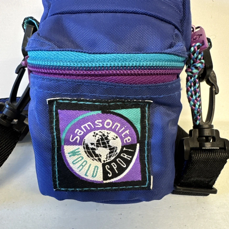 Vintage 90s Samsonite World Sport Camera Bag Fanny Pack Retro Blue W/ Strap - Image 2 of 4