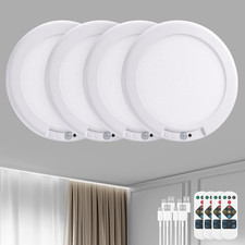 Rechargeable Motion Sensor Ceiling Light with Remote Battery Operated  4 Pack M
