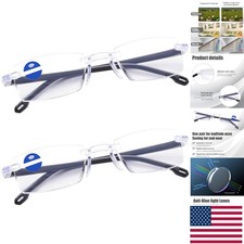 2 Pcs Smart Anti-Blue Light Reading Glasses - Auto Focus Scratch-Resistant