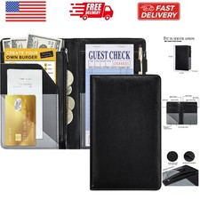 Black Server Books For Waitress/Waiter Book with Zipper Money Pocket,Cute Wai...