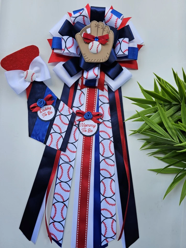 Prendedores de béisbol para baby shower, mamá de baby shower, prendedores de revelación de género Foto 4 de 4