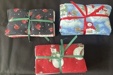 Lot Of 3 Christmas Fabric Fast Quarter Bundles