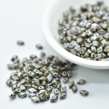 50 Beads - GemDuo Mini 4x6mm Two Hole - Chalk Blue Glaze - Czech Glass