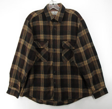 VGT Sears Roebuck Shirt Men Large Brown Wool Blend Flannel Shacket Heritage 