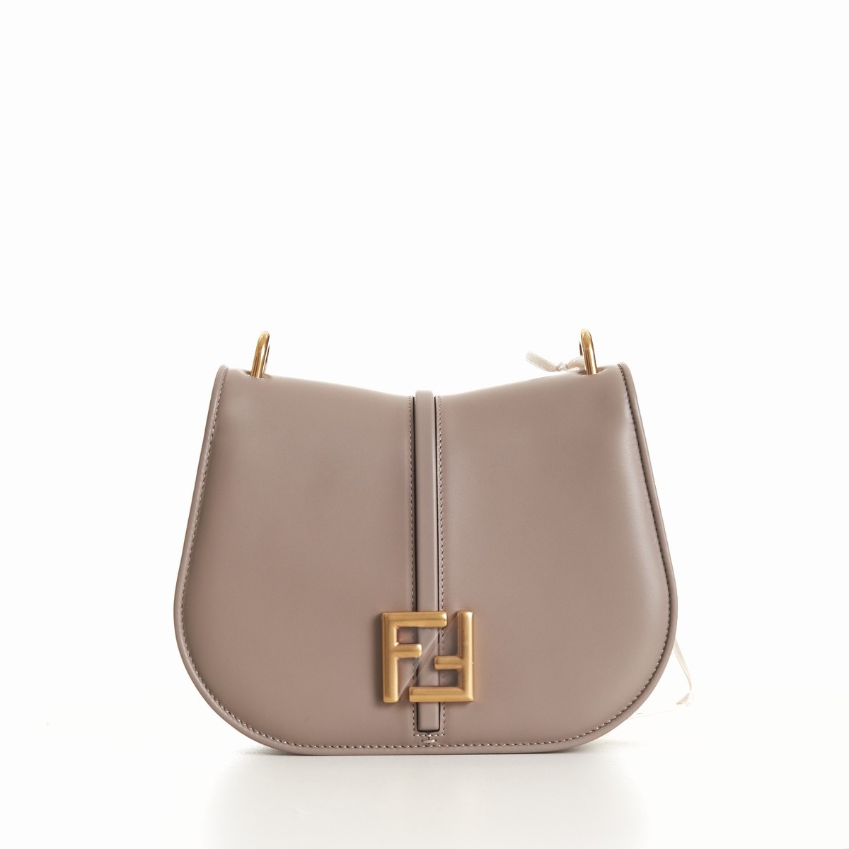 FENDI 2950$ C'MON Medium Satchel Bag - Dove Gray Leather, FF