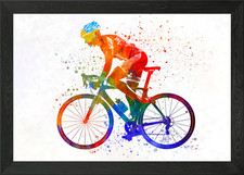 Quadro donna triathlon ciclismo incorniciato wall art poster stampa tela