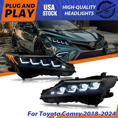 2pcs Upgrade LED Headlights 8 Lens For Toyota Camry 2018-2024 Head Lamp Assembly