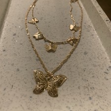 Butterfly Gold Tone Necklace New Ships With Gift Box