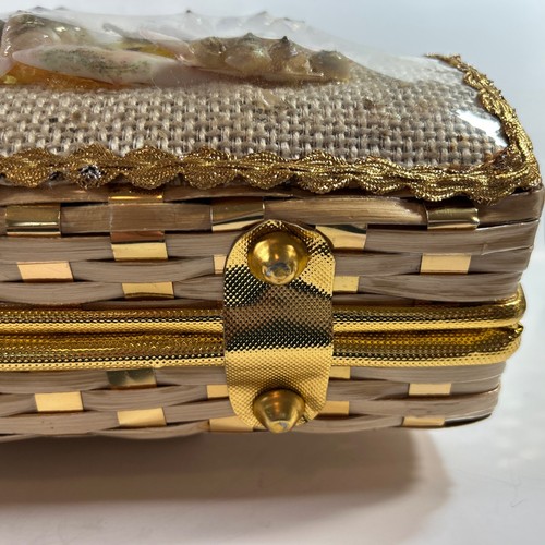 Vintage Tropic Miami Florida Brown Wicker Woven Purse Lucite Handbag 1960's - Picture 17 of 23