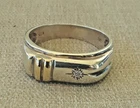 Vintage Unique 14k Gold & Sterling Silver Starburst Occult  Ring, Sz About 10.25