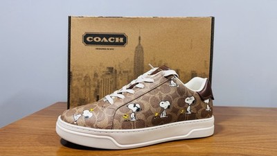 NEW Coach X Peanuts High Line Sneaker In Signature Canvas w/ Snoopy Print US 11