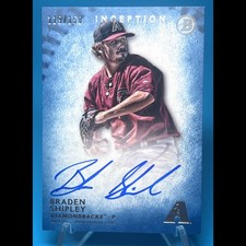 2015 Bowman Inception Prospect Auto Blue SP /150 Braden Shipley PA-BS Auto Nm-Mt