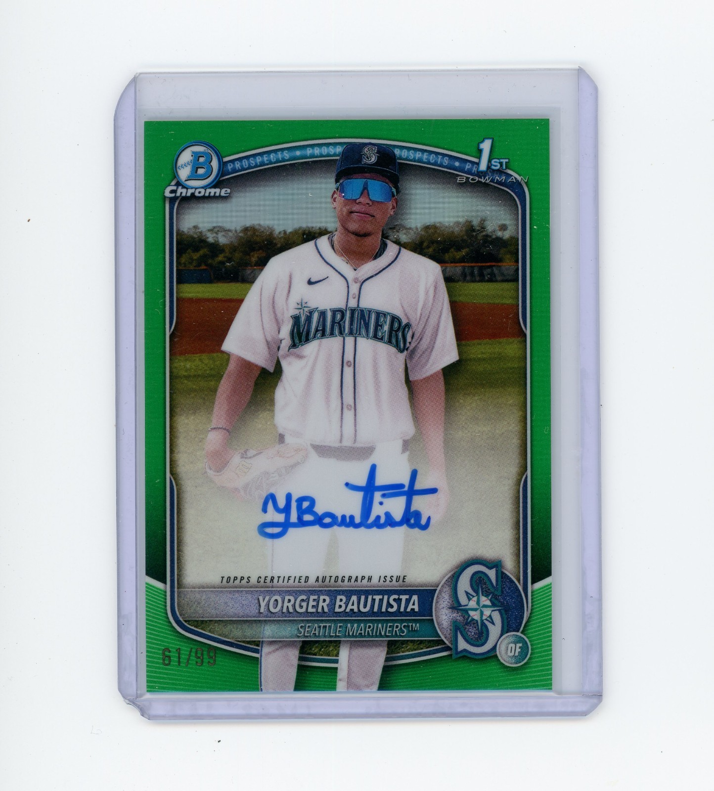 2025 Bowman Chrome Yorger Bautista #CPA-YB 1st Green Refractor Auto /99 Mariners