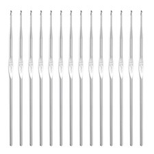 Crochet Hook Set, 14Pcs 1.0mm Aluminum Ergonomic Crochet Needle Silver Tone