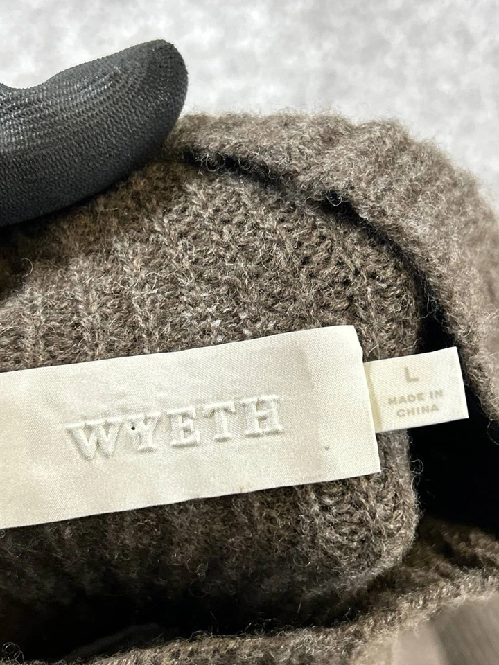 Suéter Wyeth para mujer grande marrón tejido lana pulóver Foto 3 de 4