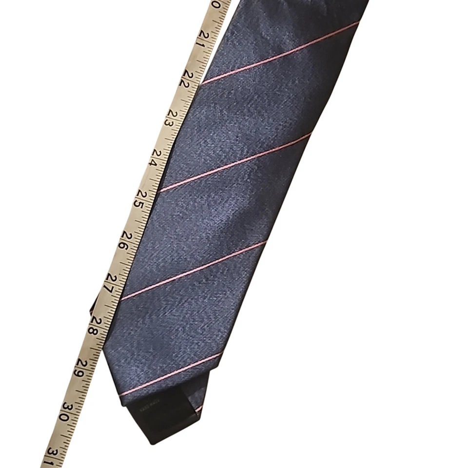 Corbata de seda Ben Sherman para hombre rayas diagonales azul metálico  Foto 3 de 4