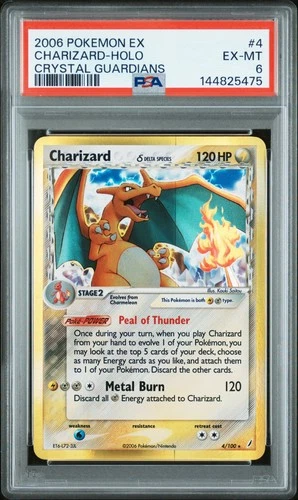 2006 POKEMON EX CRYSTAL GUARDIANS #4 CHARIZARD-HOLO PSA 6