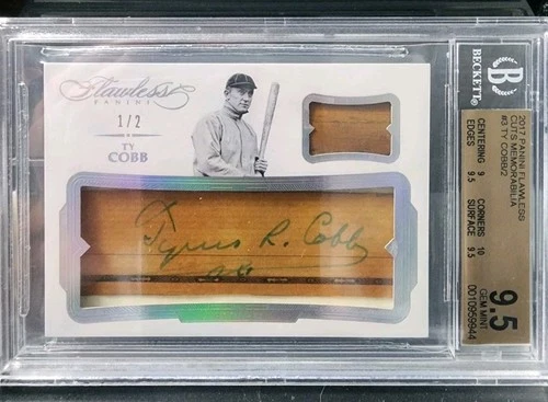 ð¥ð¥ 2017 PANINI FLAWLESS TY COBB CUT AUTO GAME USED BAT RELIC 1/2 SIGNATURE