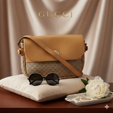 Authenticated Gucci Vintage Micro GG Canvas  Leather Crossbody