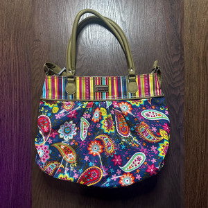 Hadaki Knitting Bag - Tote Around Pod in Cobalt Paisley (15L x 6W x 15H)