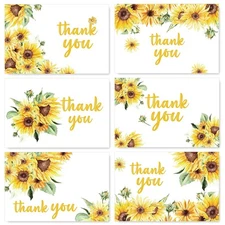 Sunflower Thank You Cards Bulk 36 Pack Thank You Notes with Matching Seal Sti...