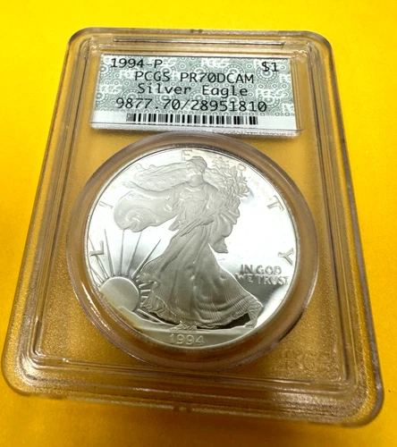 1994 P Proof Silver Eagle 999 Fine Silver PCGS PR70 DCAM Deep Cameo