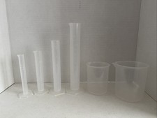 6Pc Plastic Graduated Cylinder  Beaker Set 10ml-500ml