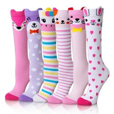 Girls Knee High Socks Kids Crazy Fun Gift Silly Tall Boot Cute Animal Cotton ...