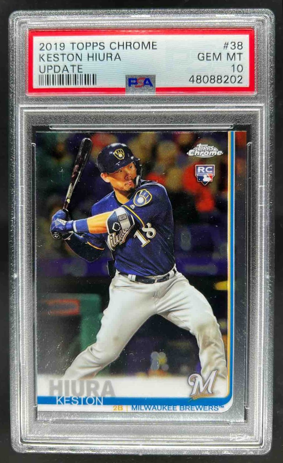 2019 Topps Chrome Update Keston Hiura RC Rookie #38 Brewers PSA 10
