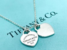 Tiffany  Co. Return to Tiffany Mini Double Heart Pendant Necklace Sterling 16"