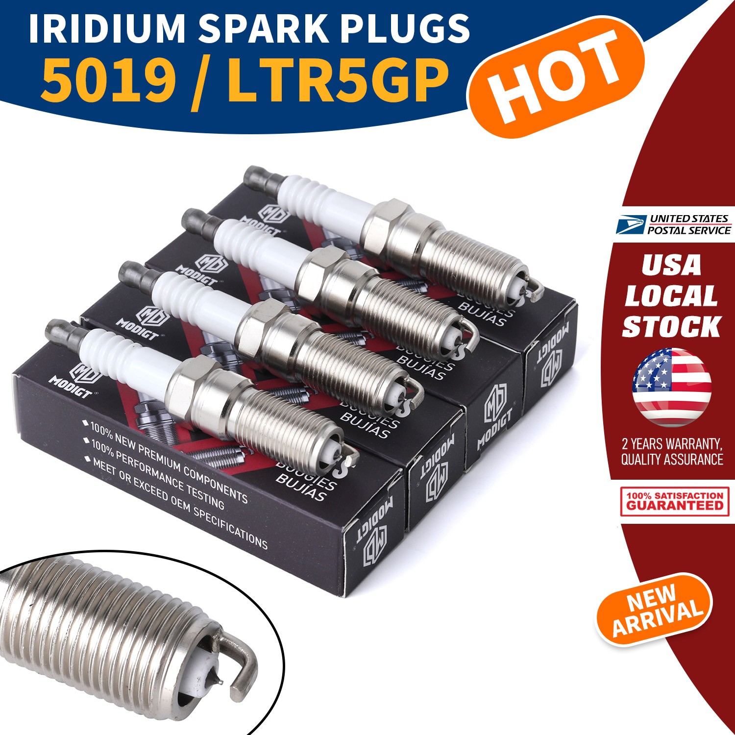 New 4Pcs OEM Replacement For NGK 5019/LTR5GP/4513 Premium Iridium  Spark Plugs