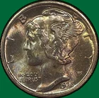 1936 Golden Toning Mercury Dime Brilliant Uncirculated Gem BU Coin #39661