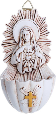 Sacred Heart of Mary Holy Water Font Resin Catholic Wall Hanging Home Decor
