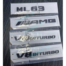 F&uuml;r Mercedes Benz ML63 AMG V8 BITURBO Embleme Logo Badge Schwarz Glanz