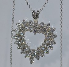 A2224882 Simulated Diamond Heart Pendant With Chain Rhodium Plated Silver