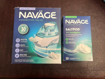 NAVAGE Nasal Care Saline Irrigation System Nose Cleaner +EUCALYPTUS 30 PK