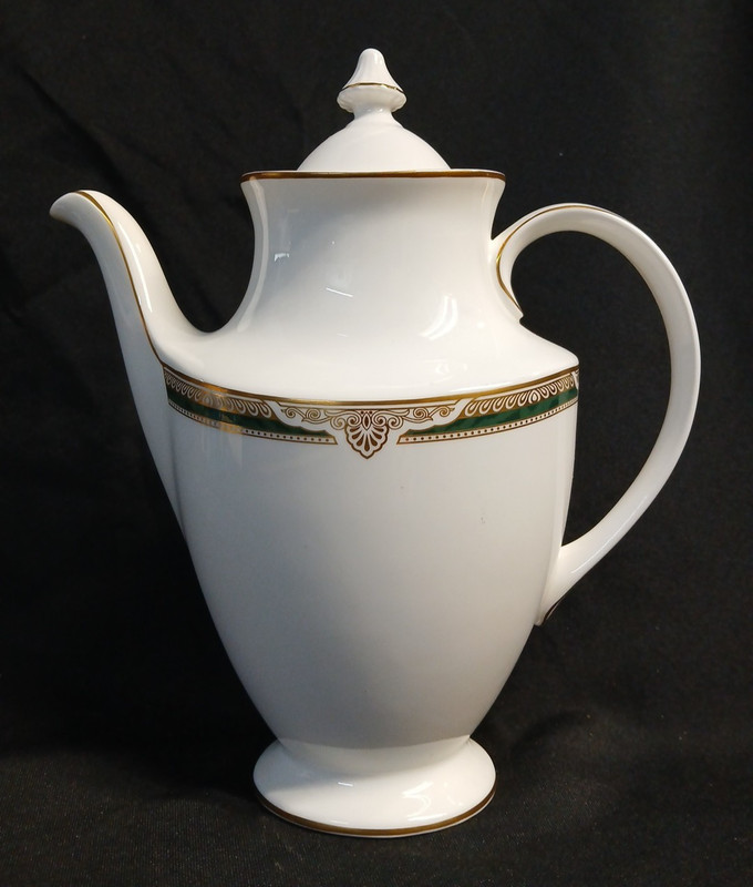 FORSYTH H5197 by Royal Doulton Coffee Pot 9.75" made England White Gold Green