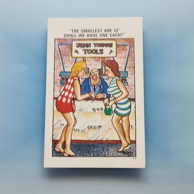 Freche Comic Postkarte um 1970 John Thomas Tool Shop SIN Künstler signiert