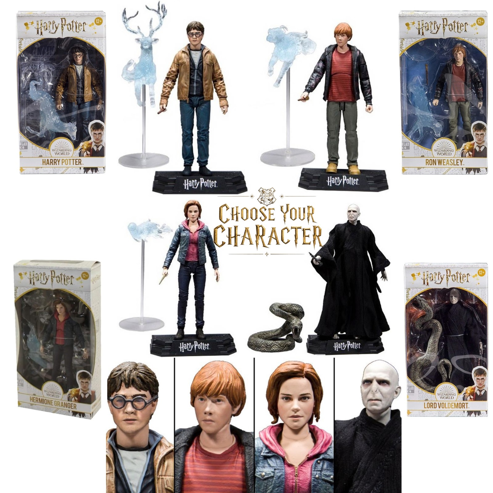 Figura de acción Harry Potter Reliquias de la Muerte 7" Harry Ron Hermione Voldemort Gen