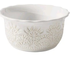 Two (2) Pioneer Woman ~ VINTAGE LACE ~ LINEN ~ Ramekins ~ 2.25" H x 4" Diameter