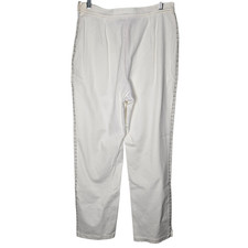St. John Sport Marie Gray Womens 6 Cropped Pants Rhinestone Stretch White